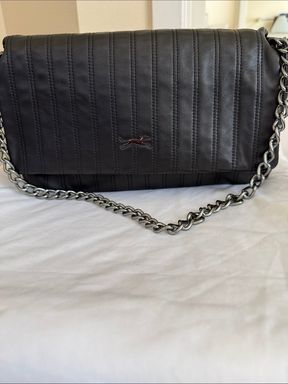 Bimba Y Lola Black Sheepskin Leather Quilted Shoulder Bag